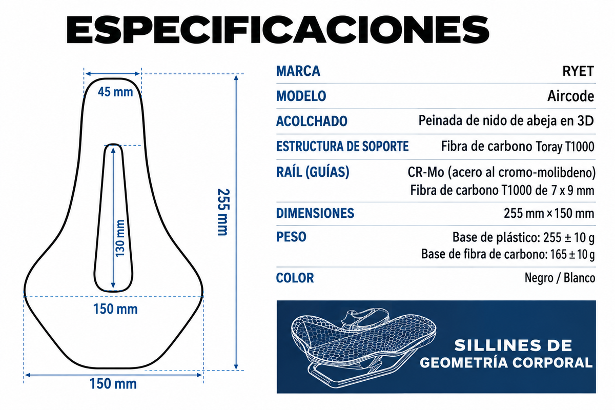 Sillín 3D Ultraligero